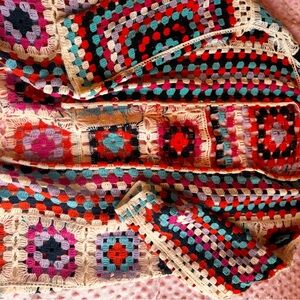 Colorful Crochet Granny Square Blanket - Multicolor